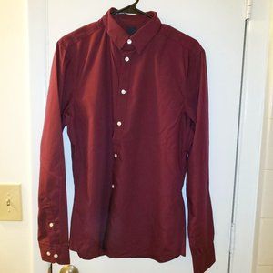 H&M Long Sleeve Maroon Dress Shirt for Men - XXL